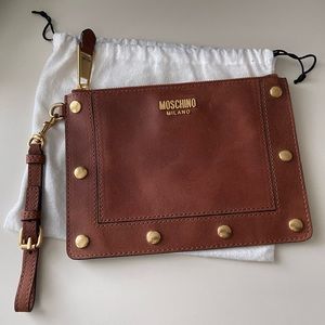 Moschino Studded Leather Wristlet